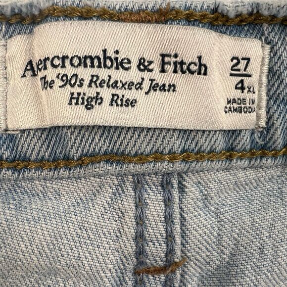 Abercrombie & Fitch 90’s Relaxed High Rise Jeans Womens Size 27/ 4 Long Wide Leg - Picture 9 of 10